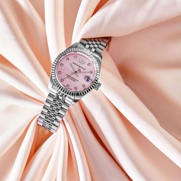 Philip Watch Caribe Urban Lady R8253597639 - Swiss Made Dameshorloge - 31 MM - Zilver/Roze