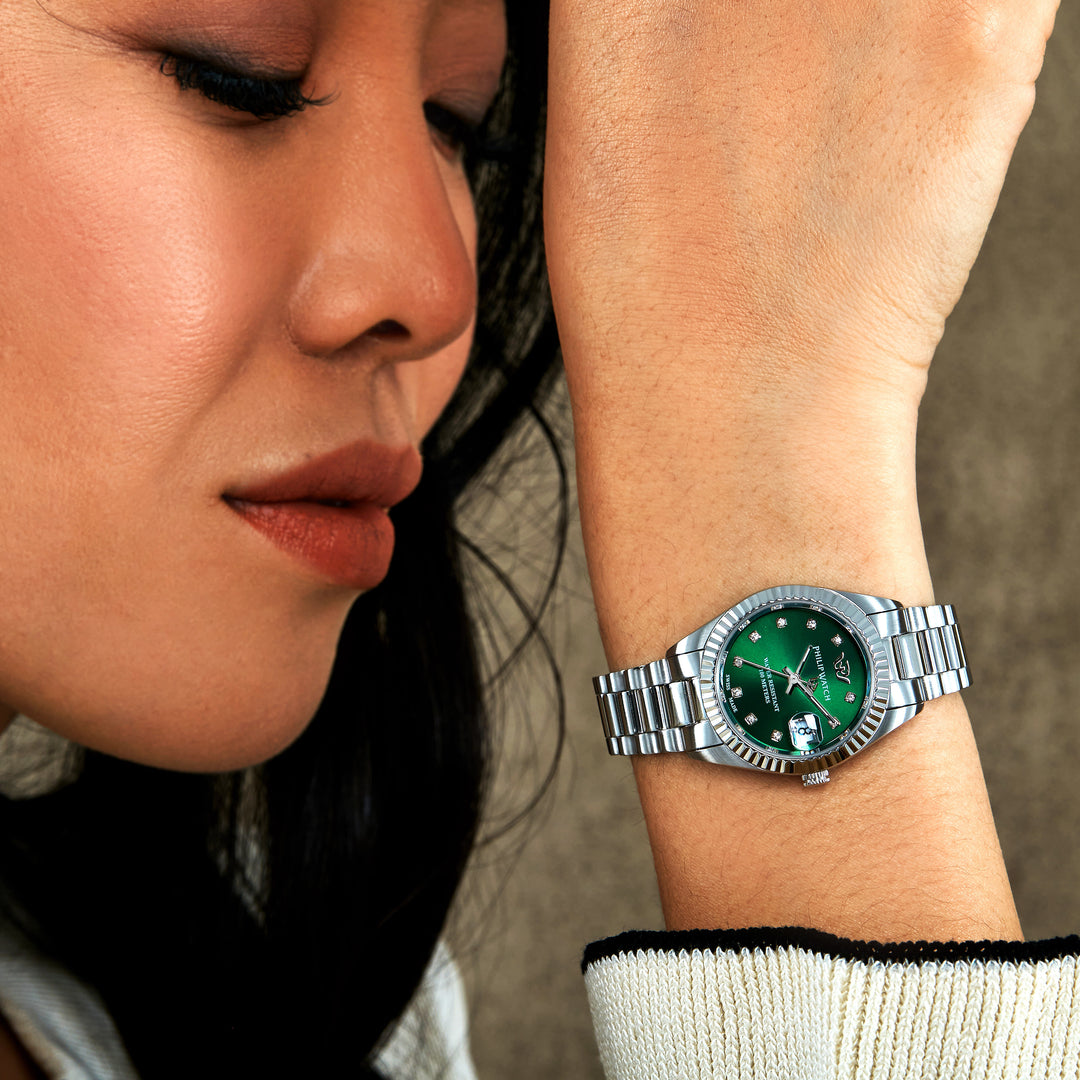 Philip Watch Caribe Urban R8253597649 - Swiss Made Dameshorloge - 28 MM - Groen/Zilver