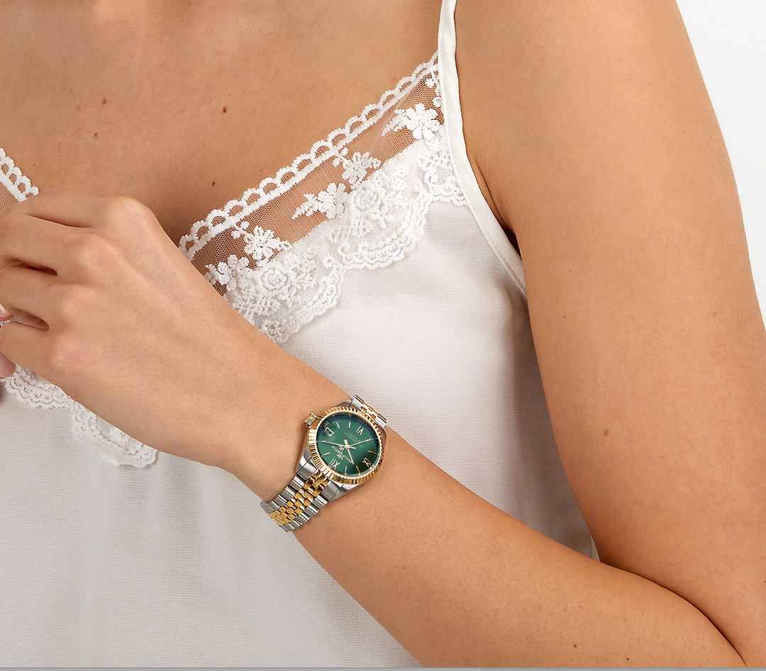 Philip Watch Caribe Urban Lady R8253597656 - Swiss Made Dameshorloge - 31 MM - Zilver/Goud/Groen