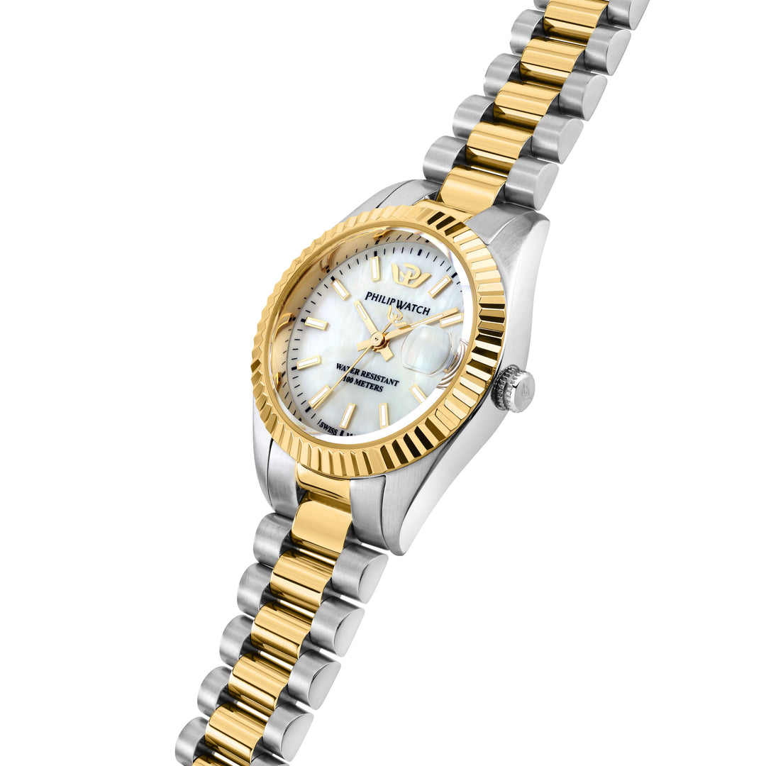 Philip Watch Caribe Urban Lady R8253597669 - Swiss Made Dameshorloge - 28 MM - Zilver/Goud