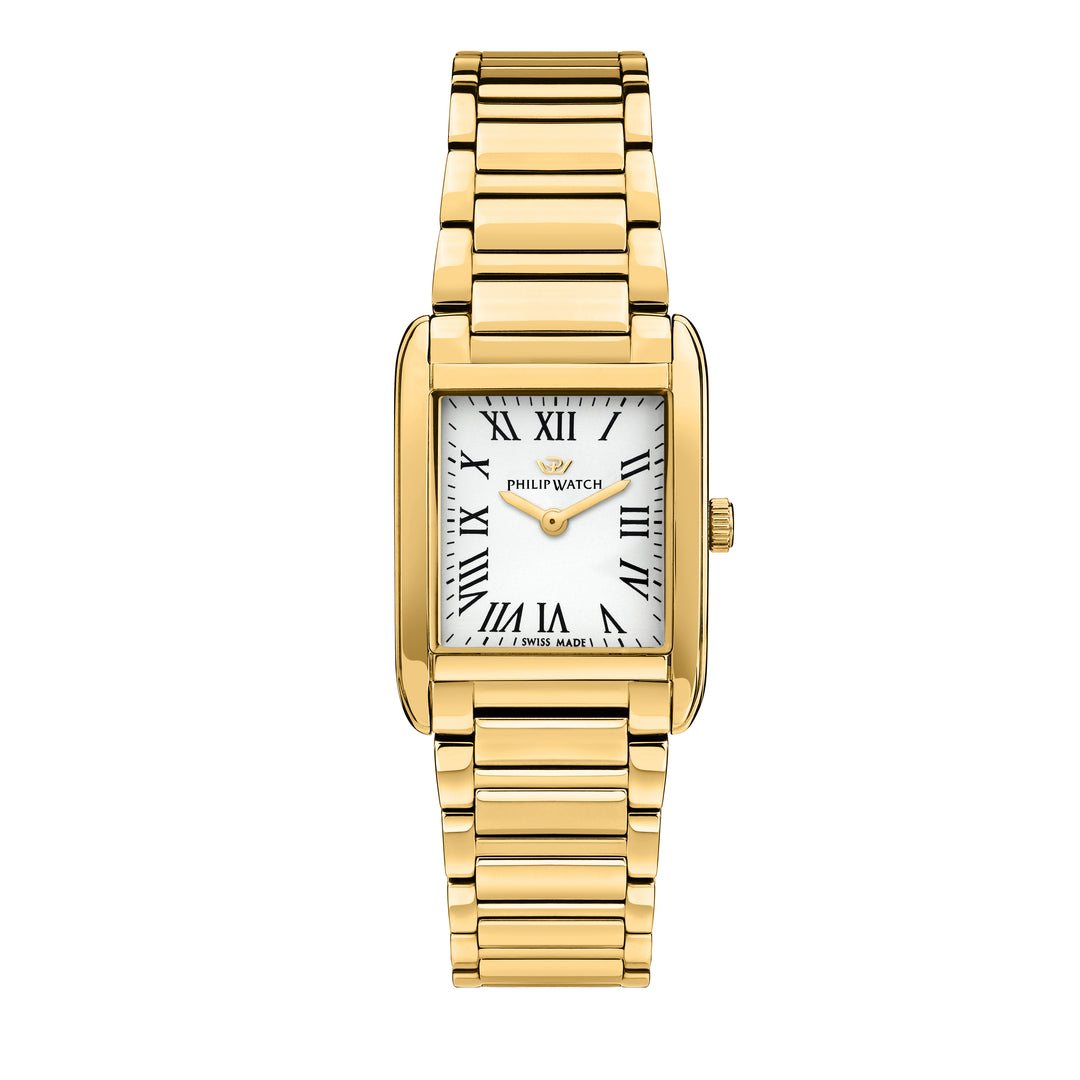 Philip Watch Museum R8253820502 Swiss Made dameshorloge 34mm goud wit voorkant


