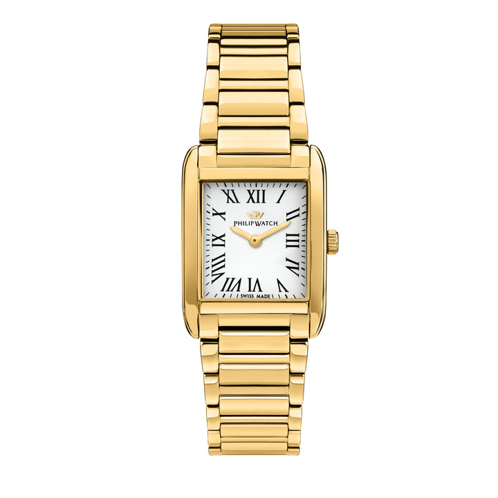 Philip Watch Museum R8253820502 Swiss Made dameshorloge 34mm goud wit voorkant

