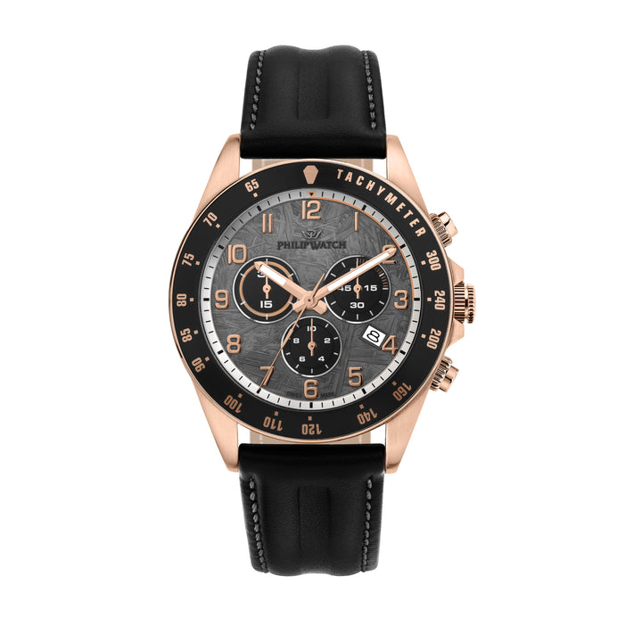 Philip Watch Caribe Sport R8271607003 - Chronograaf Swiss Made Herenhorloge - 42 MM - Zwart/Grijs/Rosé Goud
