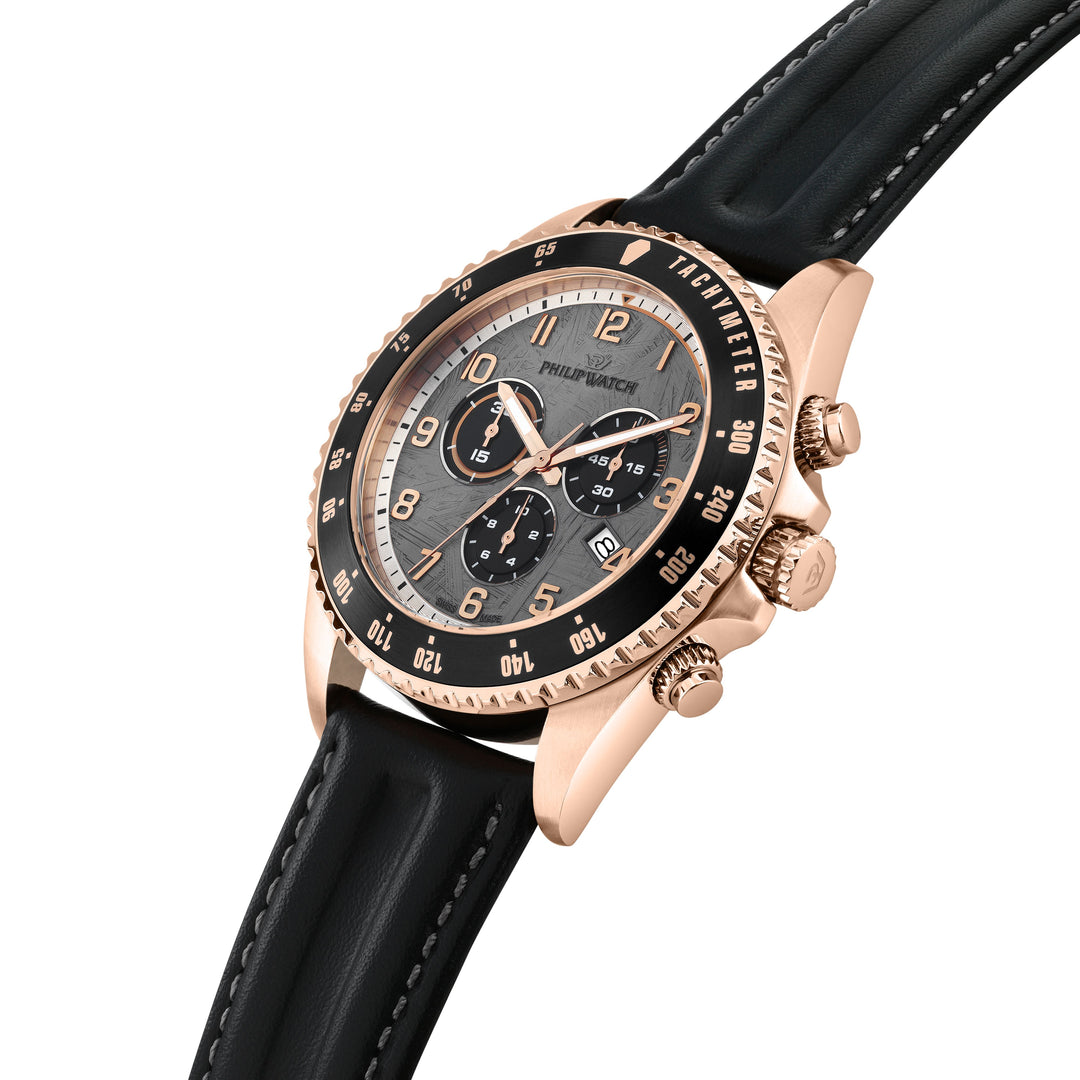 Philip Watch Caribe Sport R8271607003 - Chronograaf Swiss Made Herenhorloge - 42 MM - Zwart/Grijs/Rosé Goud