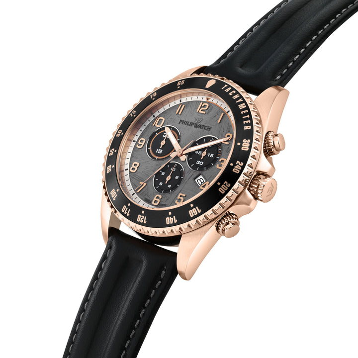 Philip Watch Caribe Sport R8271607003 - Chronograaf Swiss Made Herenhorloge - 42 MM - Zwart/Grijs/Rosé Goud