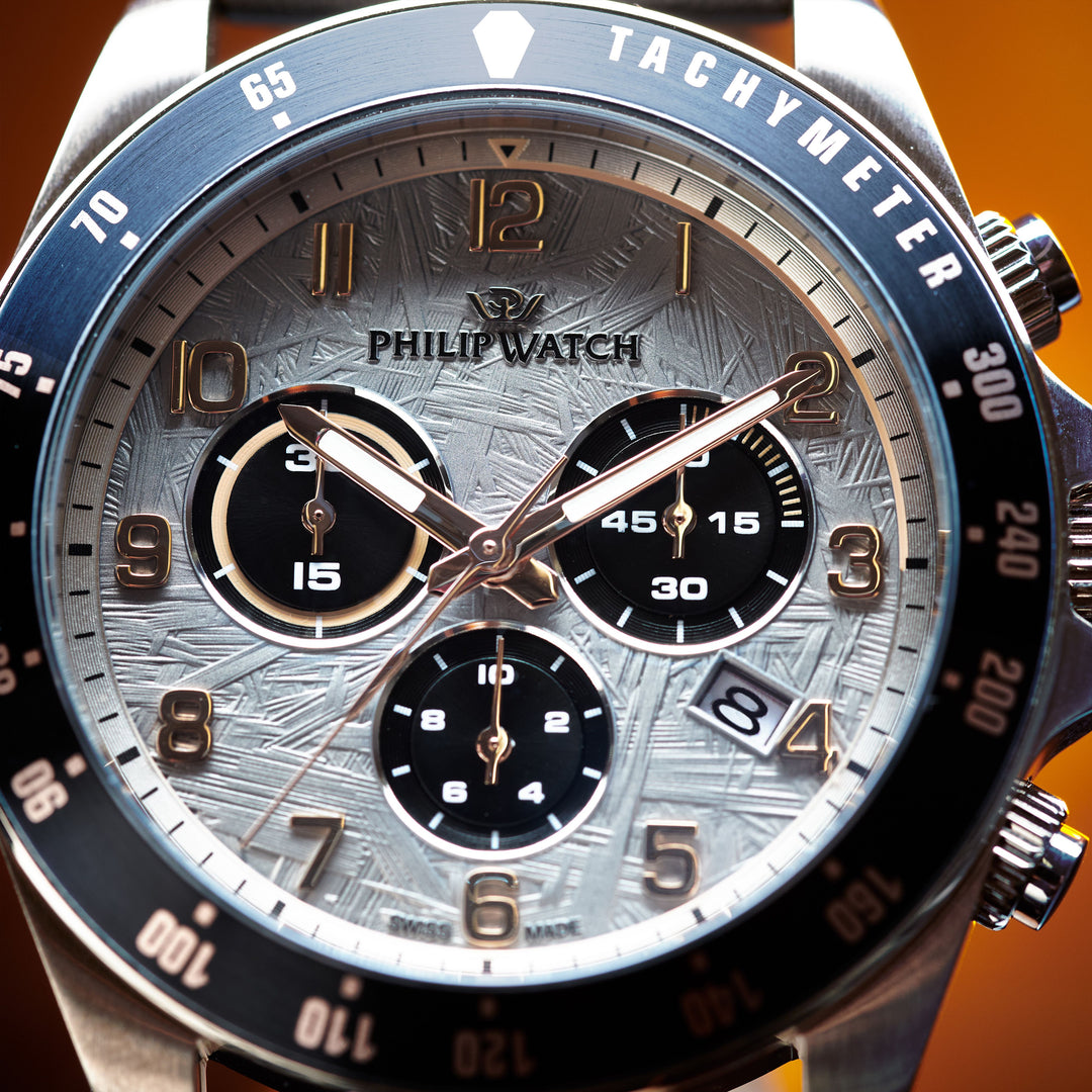 Philip Watch Caribe Sport R8271607003 - Chronograaf Swiss Made Herenhorloge - 42 MM - Zwart/Grijs/Rosé Goud