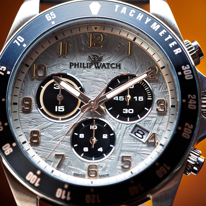 Philip Watch Caribe Sport R8271607003 - Chronograaf Swiss Made Herenhorloge - 42 MM - Zwart/Grijs/Rosé Goud