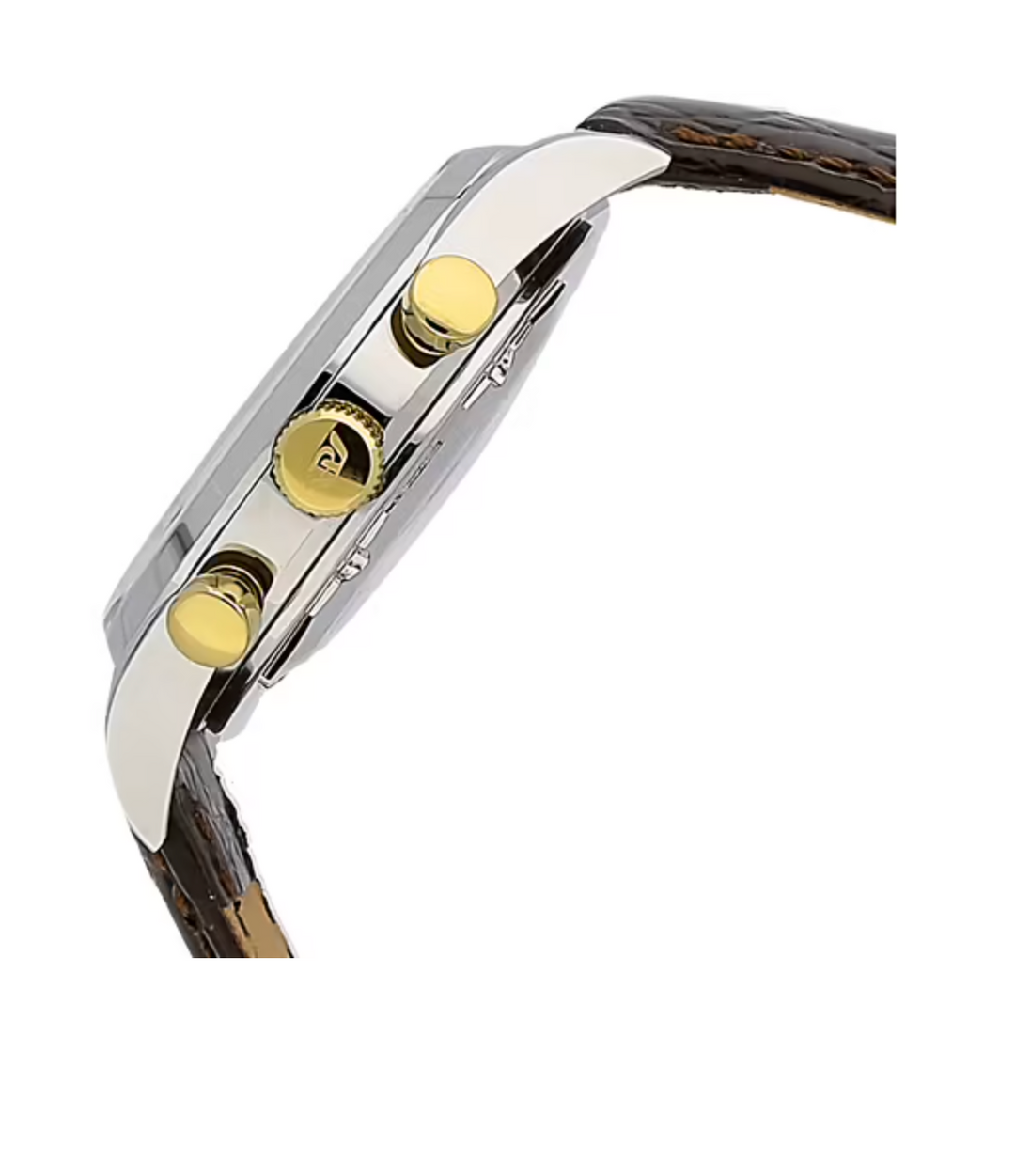 Philip Watch Collezione Sunray R8271908009 - Swiss Made Chronograaf Herenhorloge - Zilver/Goud - Bruine Leren Band 49.2×39 MM