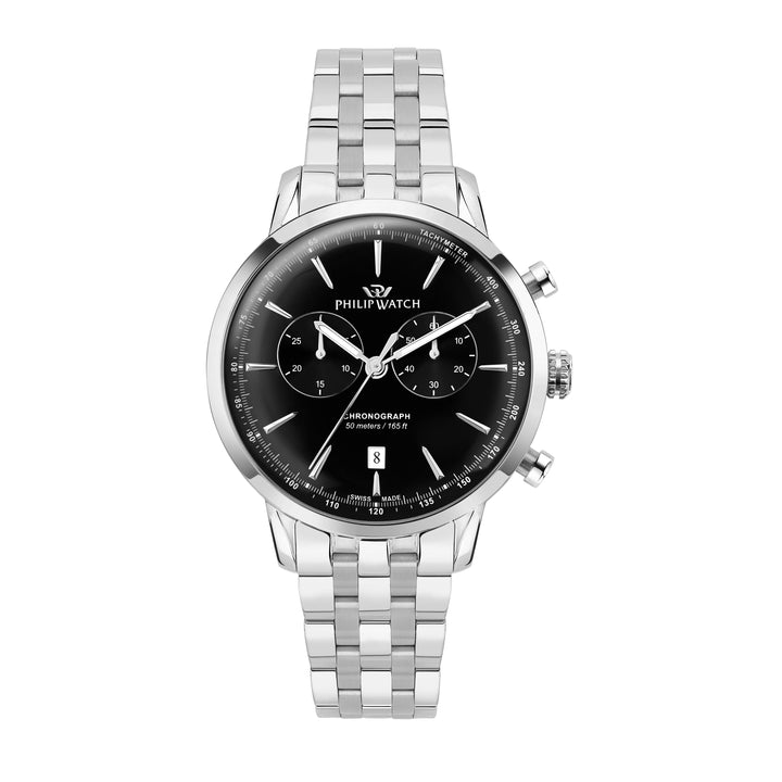 Philip Watch Sunray Classic R8273680001 - Chronograaf Swiss Made Herenhorloge - 41 MM - Zwart/Zilver