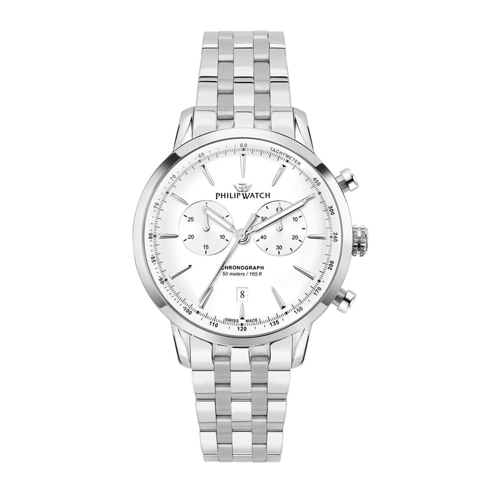 Philip Watch Sunray Classic R8273680002 - Chronograaf Swiss Made Herenhorloge - 41 MM - Wit/Zilver