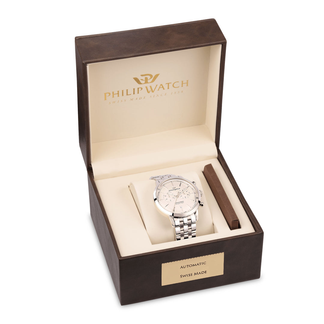 Philip Watch Sunray Classic R8273680002 - Chronograaf Swiss Made Herenhorloge - 41 MM - Wit/Zilver