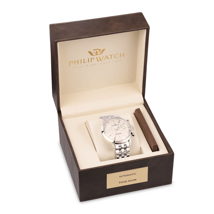 Philip Watch Sunray Classic R8273680002 - Chronograaf Swiss Made Herenhorloge - 41 MM - Wit/Zilver