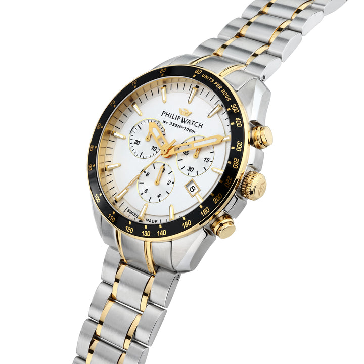 Philip Watch Blaze Sport R8273995016 - Chronograaf Swiss Made Herenhorloge - 42 MM - Zilver/Goud/Zwart