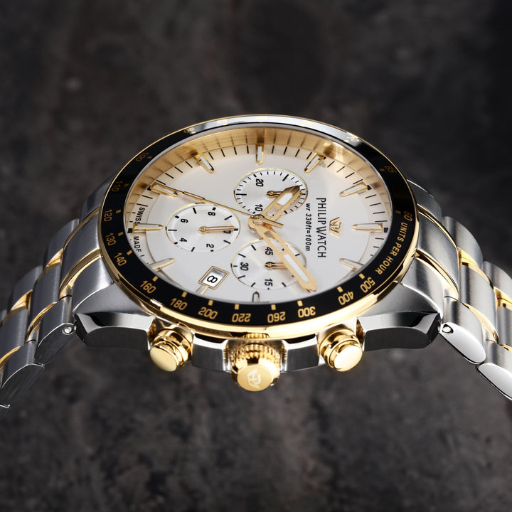 Philip Watch Blaze Sport R8273995016 - Chronograaf Swiss Made Herenhorloge - 42 MM - Zilver/Goud/Zwart