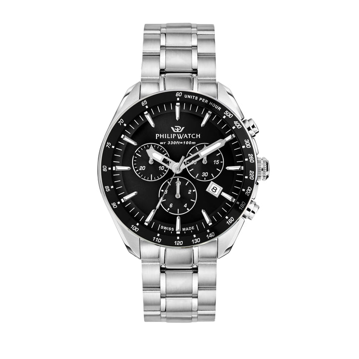Philip Watch Blaze Sport R8273995018 - Chronograaf Swiss Made Herenhorloge - 42 MM - Zilver/Zwart