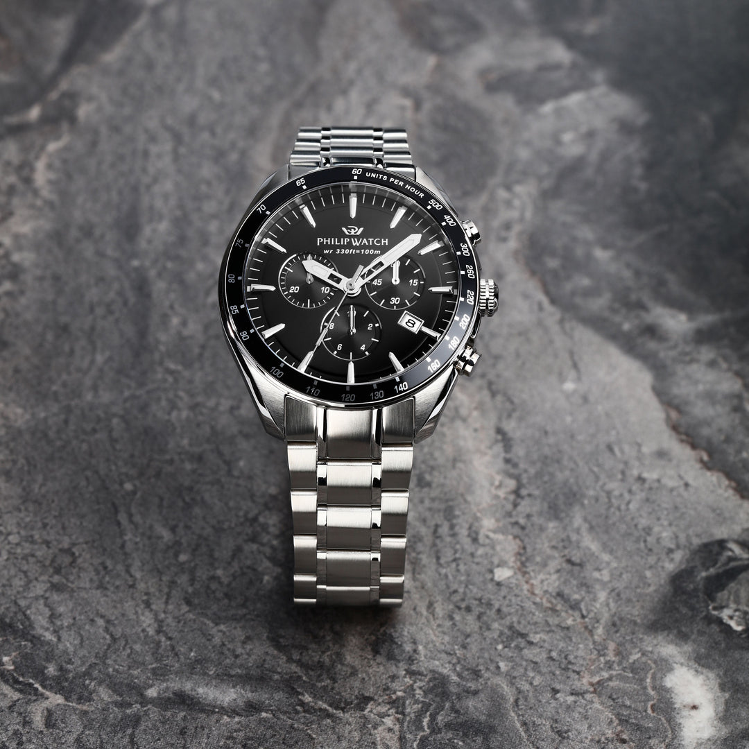 Philip Watch Blaze Sport R8273995018 - Chronograaf Swiss Made Herenhorloge - 42 MM - Zilver/Zwart