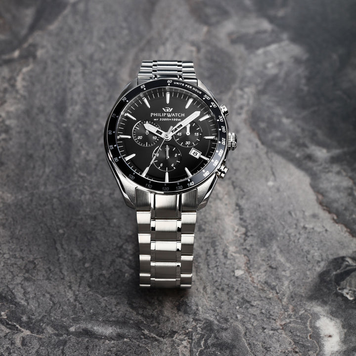 Philip Watch Blaze Sport R8273995018 - Chronograaf Swiss Made Herenhorloge - 42 MM - Zilver/Zwart