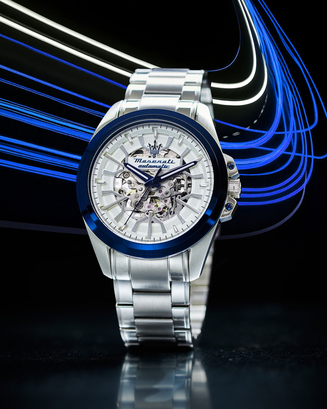 Maserati Traguardo watch R8823112006 - Automatisch Herenhorloge - 43 MM - Zilver/Blauw/Wit