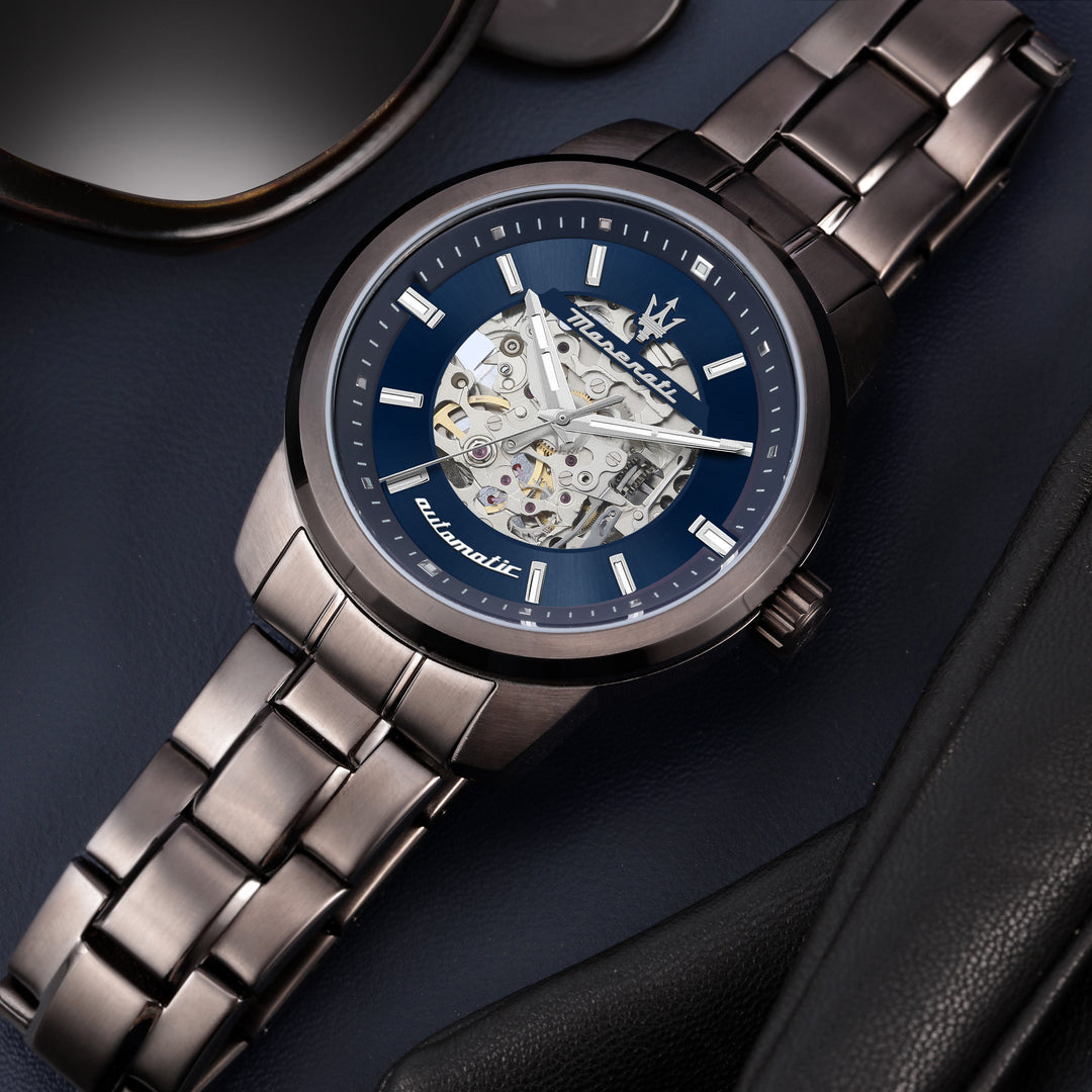 Maserati Successo watch R8823121002 - Automatisch Herenhorloge - 44 MM - Gunmetal Blauw