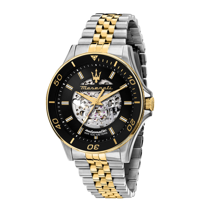 Maserati Sfida R8823140010 automatisch herenhorloge 44mm zilver zwart goud voorkant