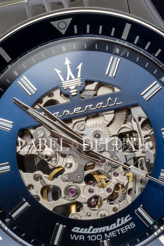 Maserati Sfida watch R8823140011  Automatisch Herenhorloge - 44 mm - Zilver/Blauw