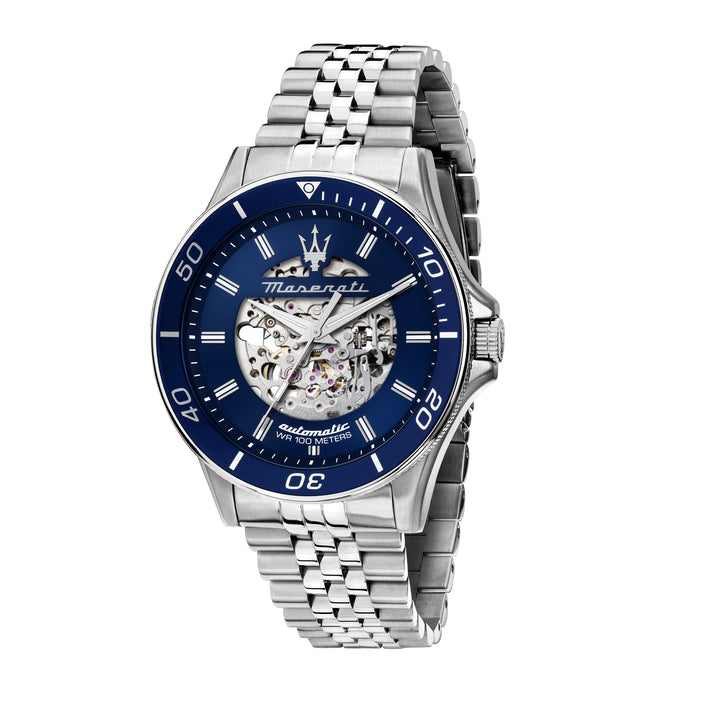 Maserati Sfida watch R8823140011  Automatisch Herenhorloge - 44 mm - Zilver/Blauw