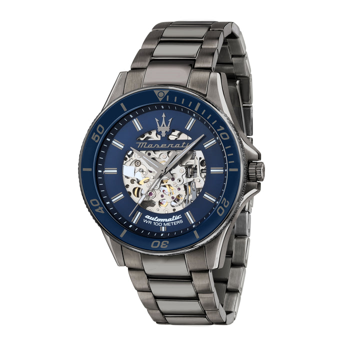 Maserati Sfida watch R8823140015 - Automatisch Herenhorloge - 44 mm - Gunmetal Blauw