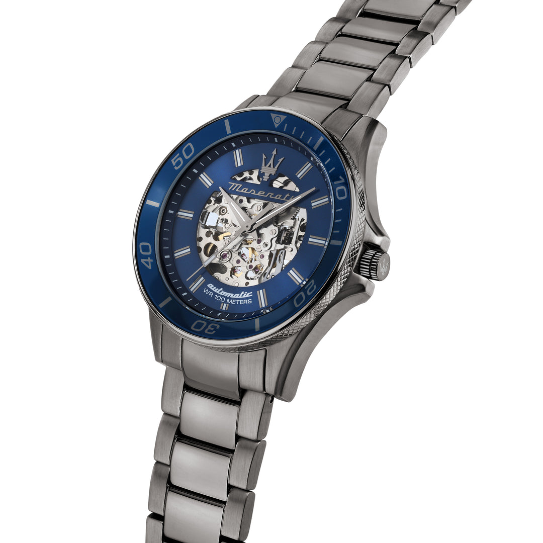 Maserati Sfida watch R8823140015 - Automatisch Herenhorloge - 44 mm - Gunmetal Blauw