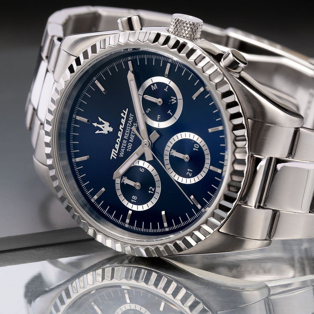 Maserati Competizione watch R8853100022 - Herenhorloge - 43 MM - Zilver/Blauw