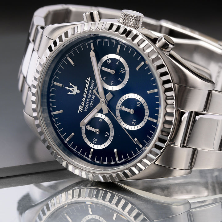 Maserati Competizione watch R8853100022 - Herenhorloge - 43 MM - Zilver/Blauw