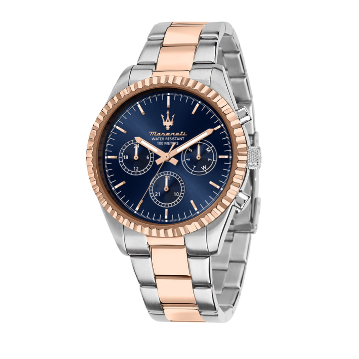 Maserati Competizione R8853100040 - Chronograaf Herenhorloge - 43 MM - Blauw Roségoud Zilver