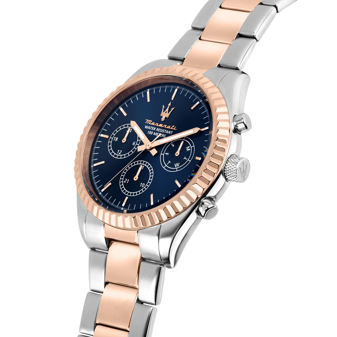 Maserati Competizione R8853100040 - Chronograaf Herenhorloge - 43 MM - Blauw Roségoud Zilver