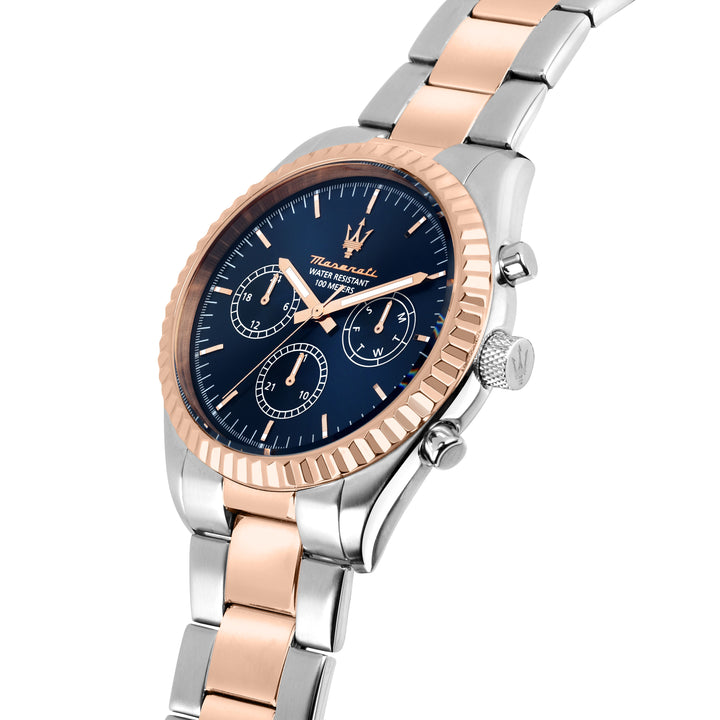 Maserati Competizione R8853100040 - Chronograaf Herenhorloge - 43 MM - Blauw Roségoud Zilver