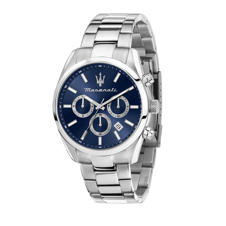 Maserati R8853151005 Heren Horloge – Attrazione Chronograaf Blauw Zilver 43 MM