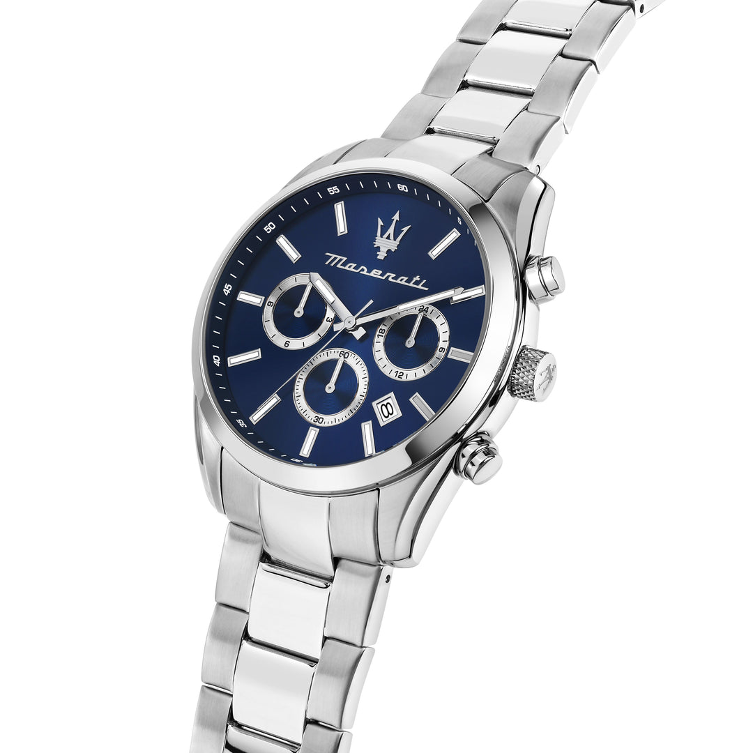 Maserati R8853151005 Heren Horloge – Attrazione Chronograaf Blauw Zilver 43 MM