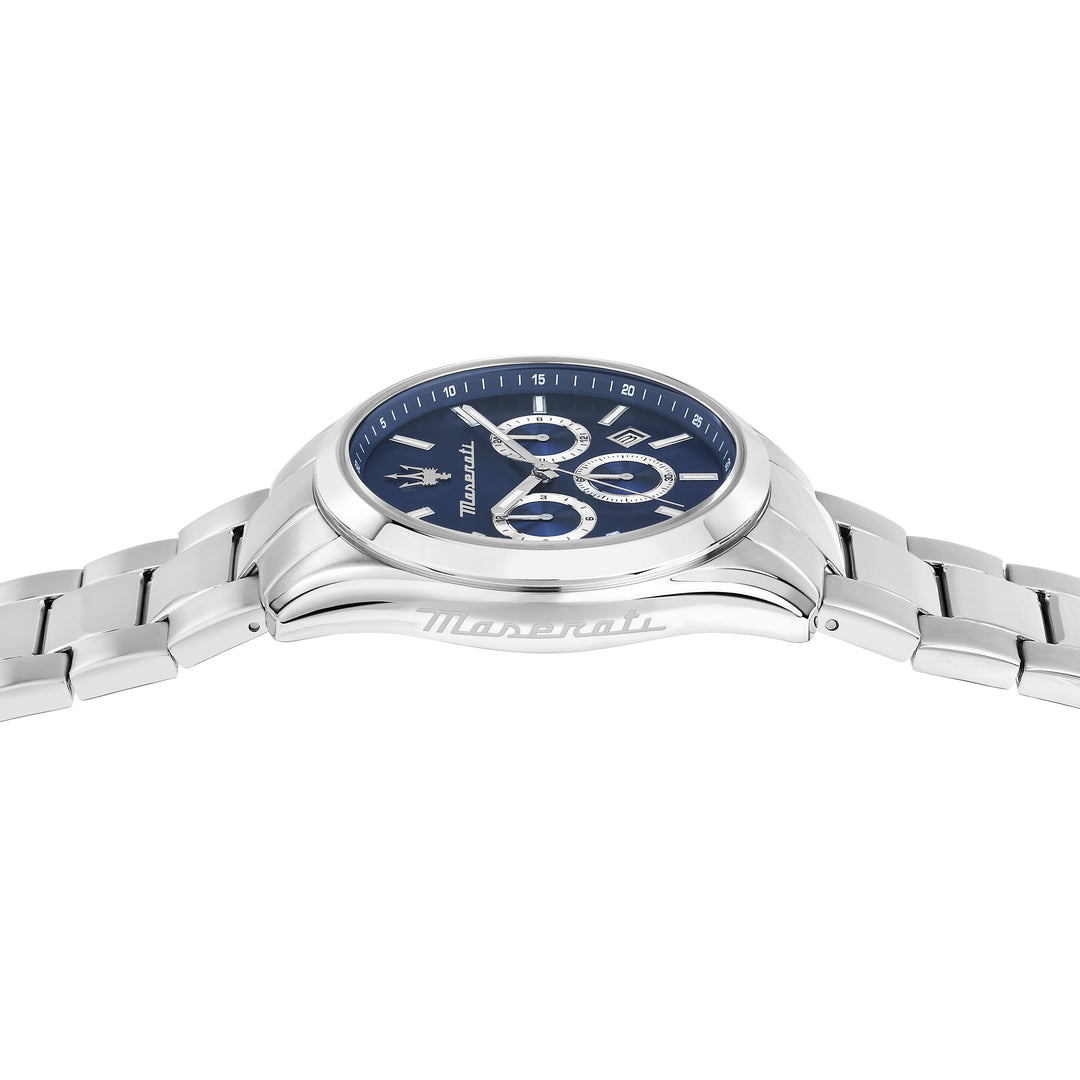 Maserati R8853151005 Heren Horloge – Attrazione Chronograaf Blauw Zilver 43 MM