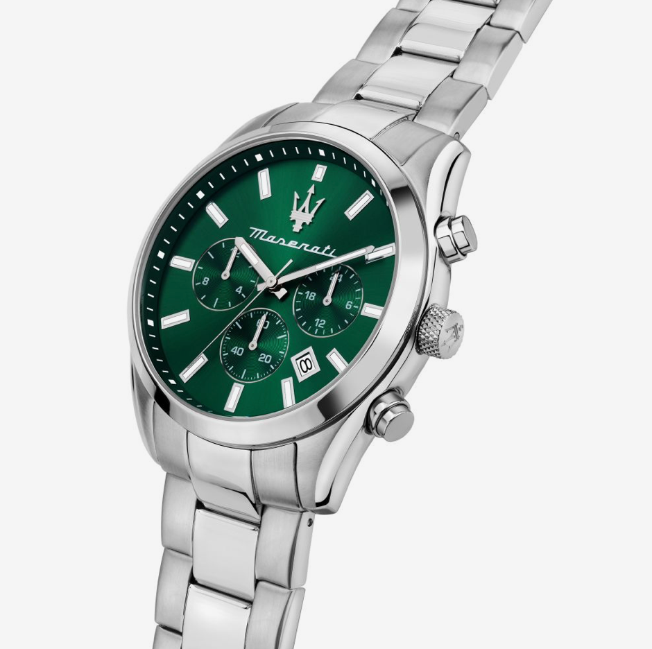 Maserati watch R8853151011 - Attrazione - Herenhorloge - 43 MM - Zilver / Groen