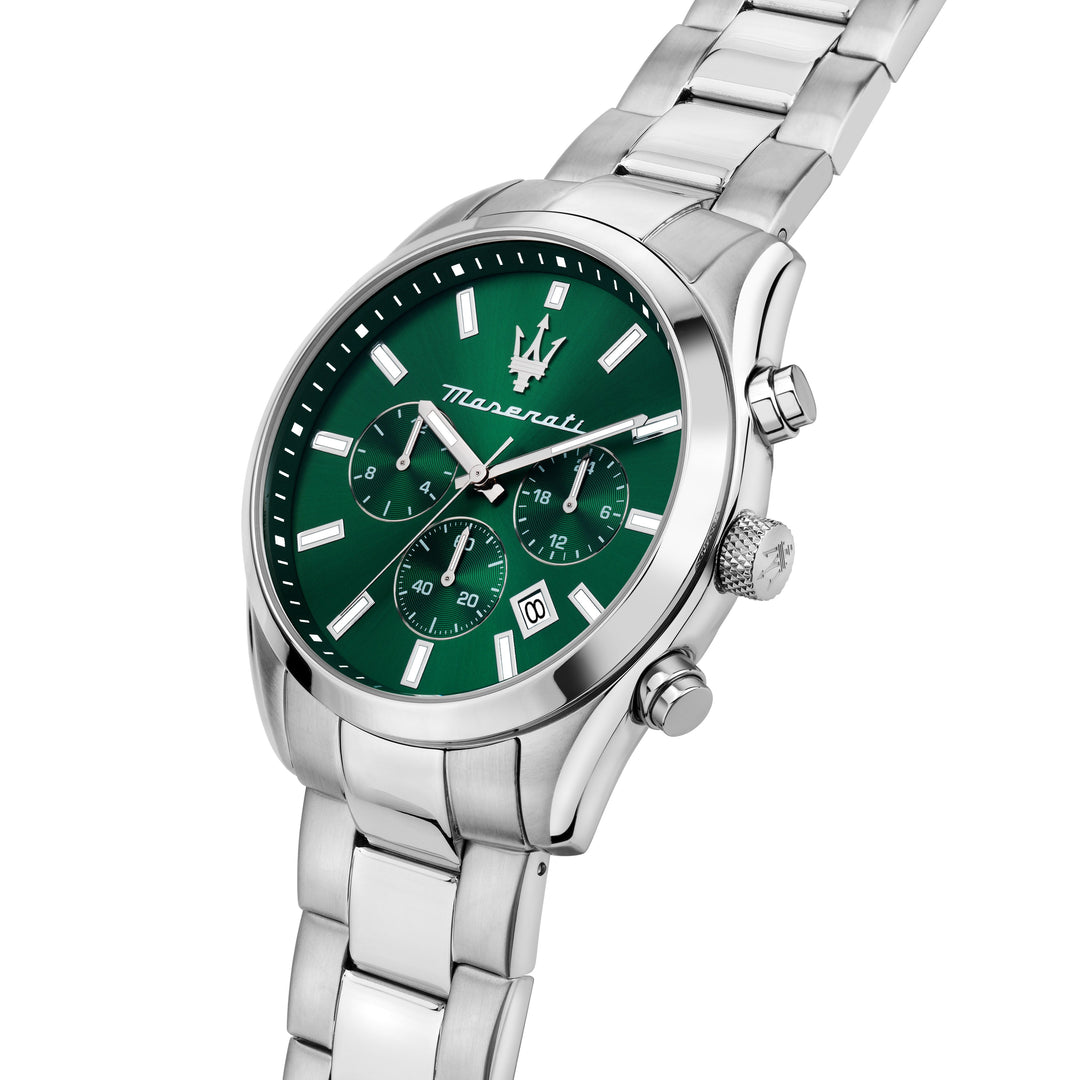 Maserati Attrazione R8853151017 - Chronograaf Herenhorloge Giftset + Armband - 43 mm - Zilver Groen