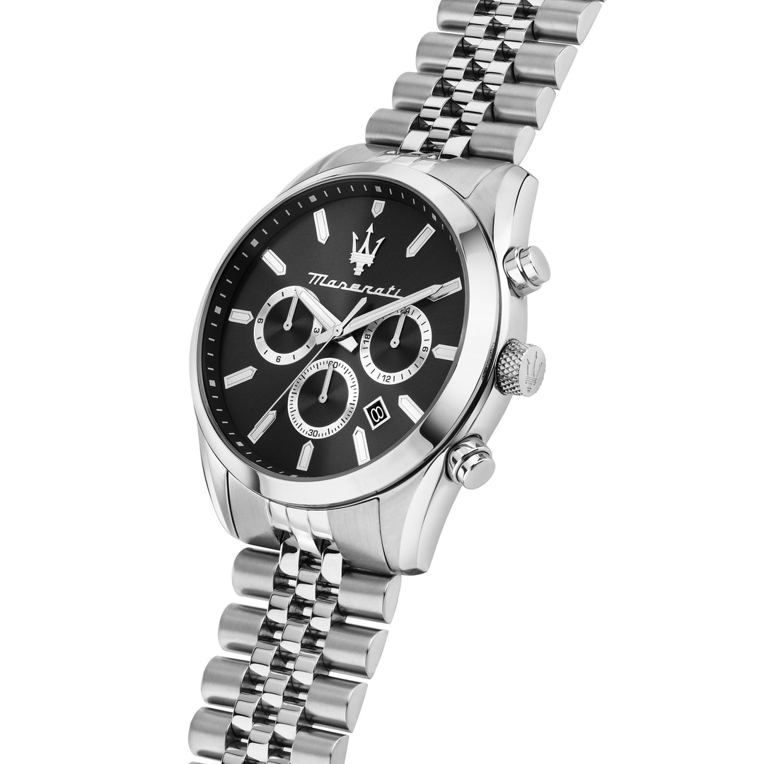 Maserati Attrazione watch R8853151022 - Chronograaf Herenhorloge - 43 MM - Zilver/Zwart