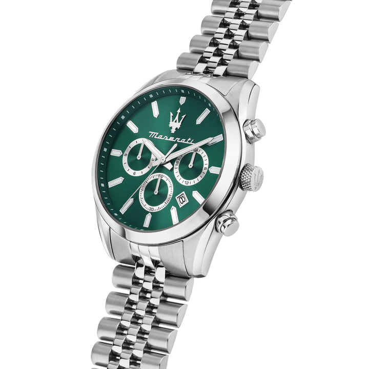Maserati Attrazione watch R8853151023 - Chronograaf Herenhorloge - 43 MM - Zilver/Groen