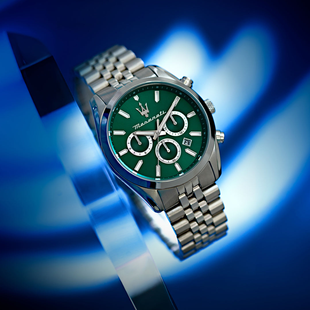 Maserati Attrazione watch R8853151023 - Chronograaf Herenhorloge - 43 MM - Zilver/Groen