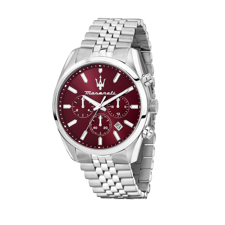 Maserati Attrazione watch R8853151024 - Chronograaf Herenhorloge - 43 MM - Burgundy/Zilver