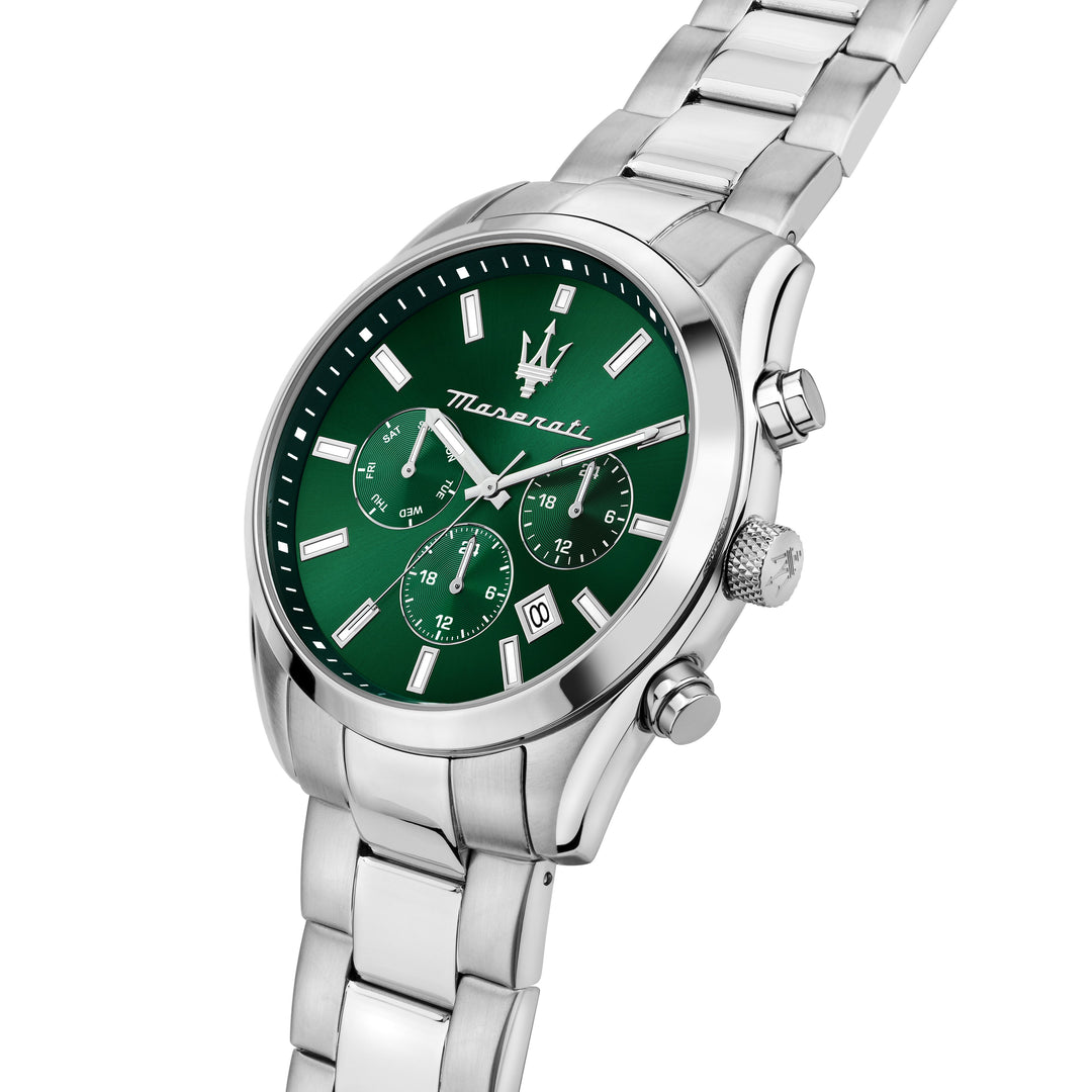 Attrazione R8853151036 - Giftpack Chronograaf Herenhorloge & Armband - Zilverkleurig Groen