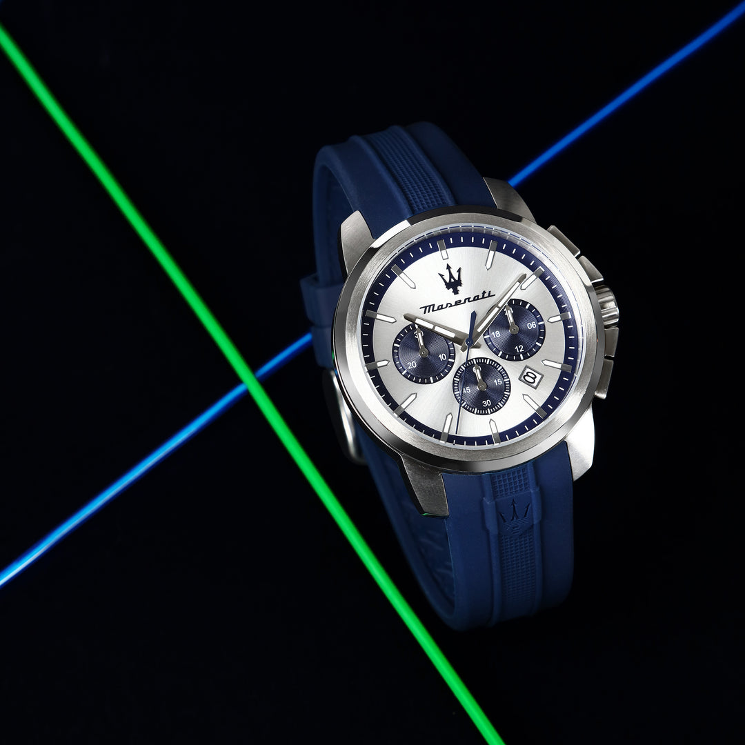 Maserati Successo watch R8871621042 - Chronograaf Herenhorloge - 42 mm - Zilver Blauw