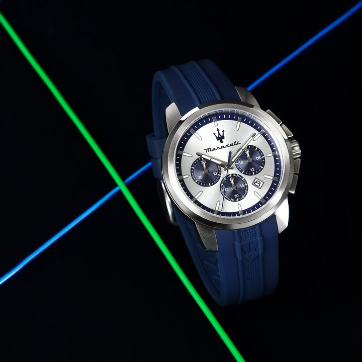 Maserati Successo watch R8871621042 - Chronograaf Herenhorloge - 42 mm - Zilver Blauw