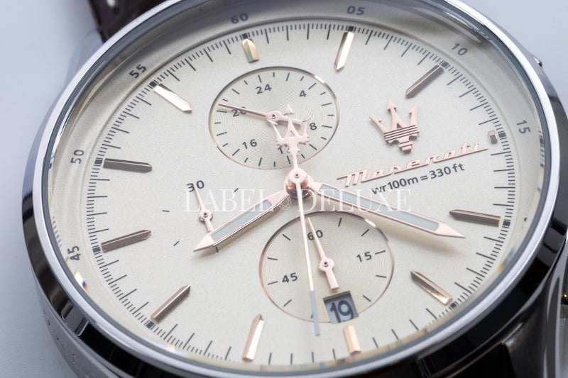 Maserati Sorpasso watch R8871624010 - Chronograaf Herenhorloge - Beige/Rosegoud - 43 MM