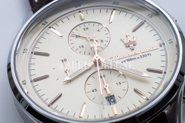 Maserati Sorpasso watch R8871624010 - Chronograaf Herenhorloge - Beige/Rosegoud - 43 MM