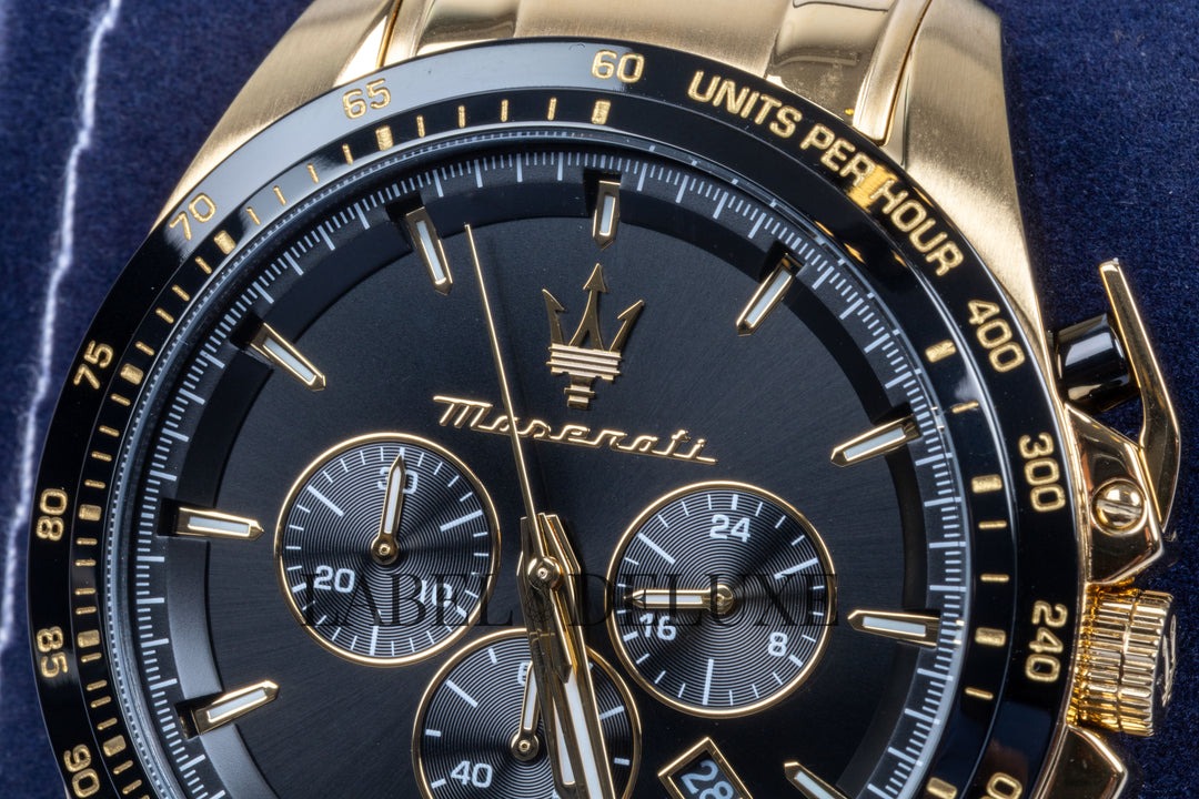 Maserati watch Traguardo R8873612041 - Chronograaf Herenhorloge - 45 MM - Goud/Zwart