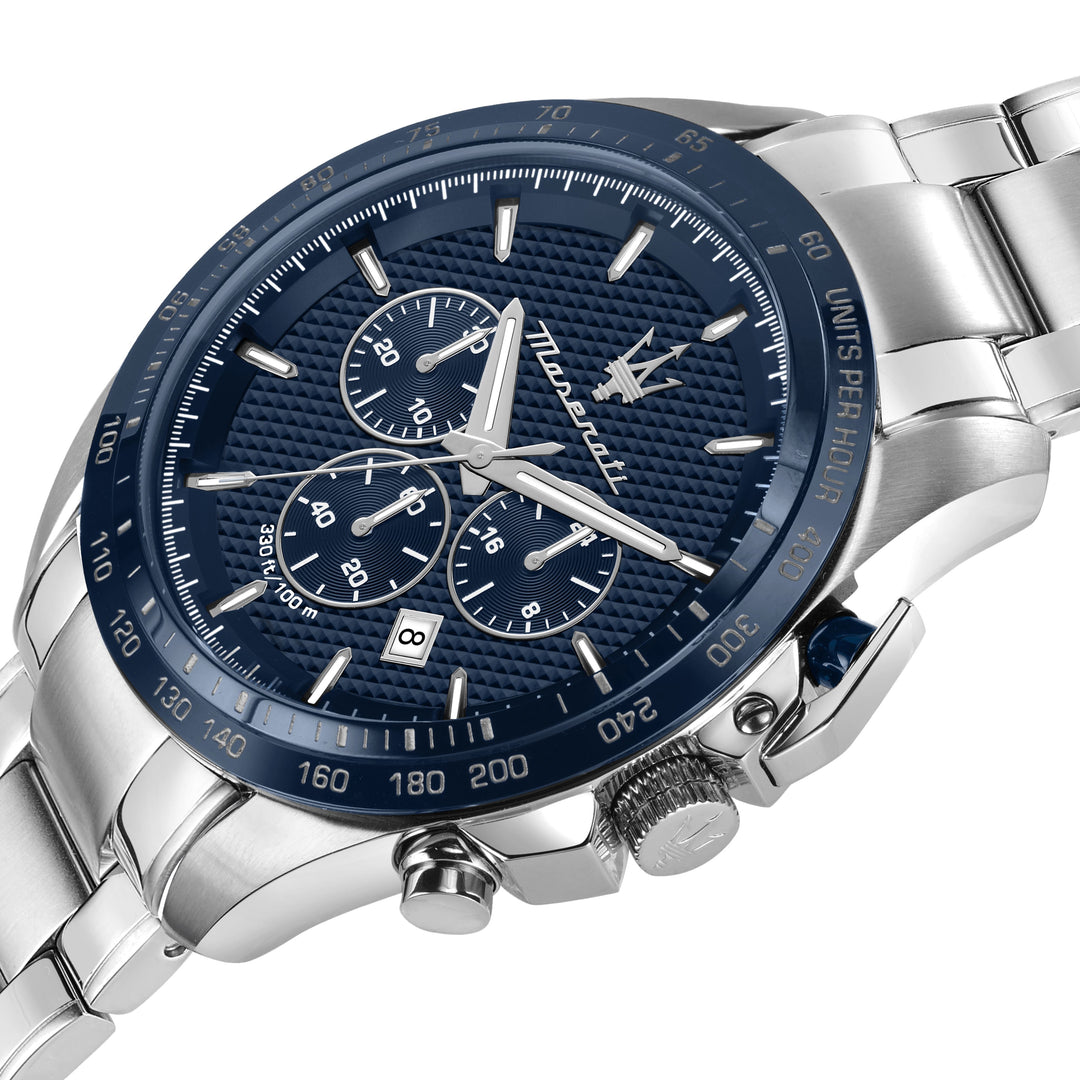 Maserati Traguardo R8873612043 - Chronograaf Herenhorloge - 45 MM - Zilver Blauw