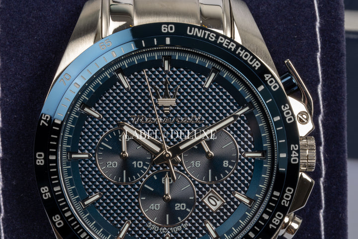 Maserati Traguardo R8873612043 - Chronograaf Herenhorloge - 45 MM - Zilver Blauw